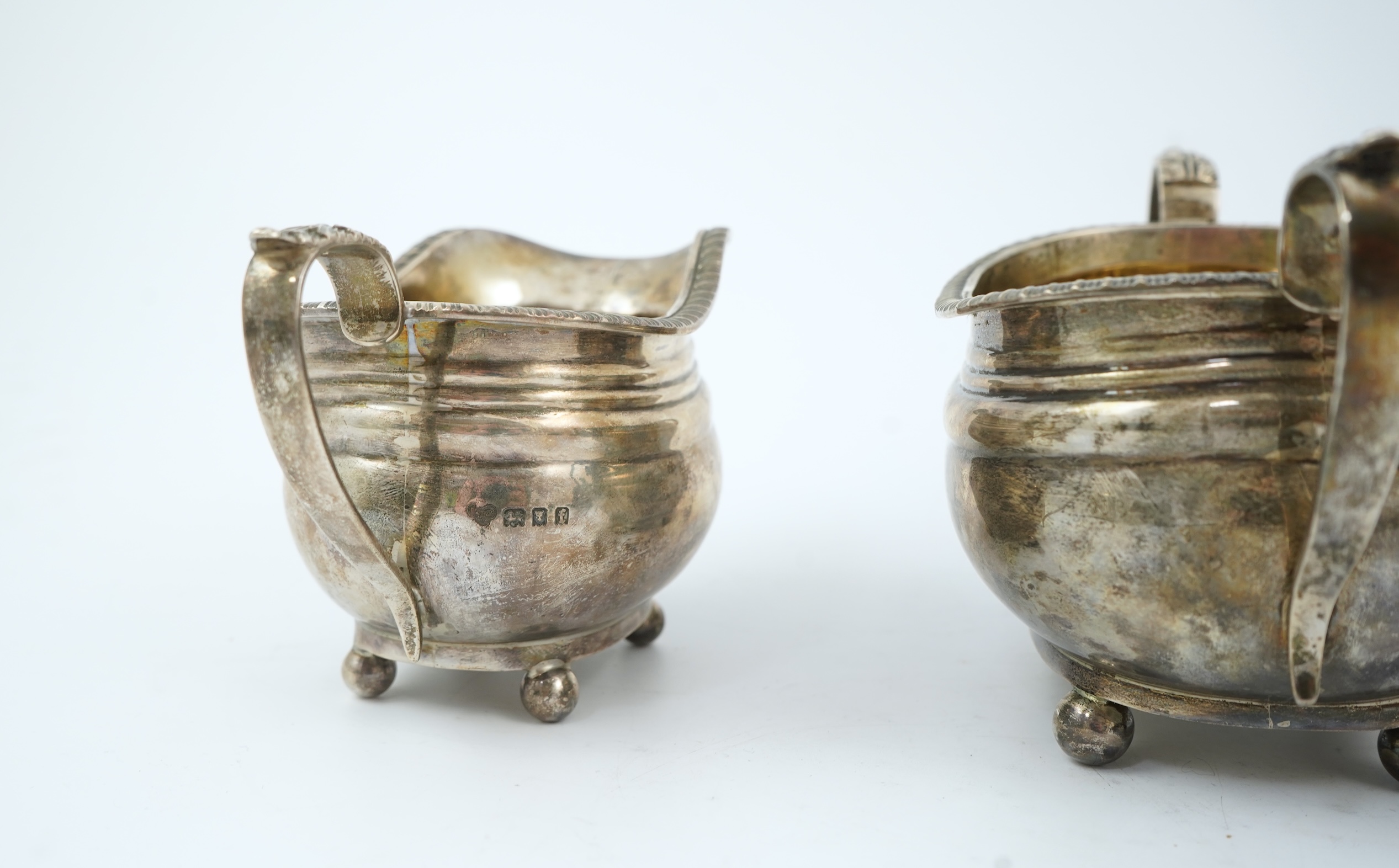 A George V silver four piece tea set, by The Goldsmiths & Silversmiths Co Ltd